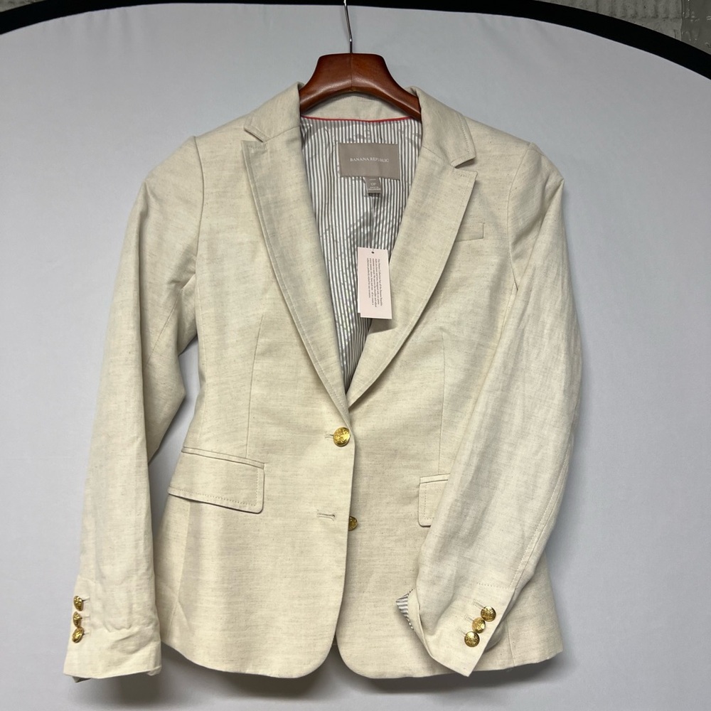 NWT Banana Republic Lined Linen Blazer. Size 0P.